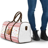 Canada Christmas Travel Bag with Beaver Maple Tree Ice Wine Pie and Red White Knit Pattern Design - Wonder Print Shop
