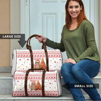 Canada Christmas Travel Bag with Beaver Maple Tree Ice Wine Pie and Red White Knit Pattern Design - Wonder Print Shop