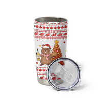 Canada Christmas Tumbler Cup with Beaver Maple Tree Ice Wine Pie and Red White Knit Pattern Design - Wonder Print Shop