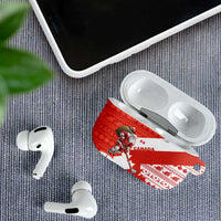 Canada Christmas AirPods Case with Santa Playing Hockey Maple Leaf Flag and Red White Knit Pattern Design - Wonder Print Shop