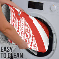 Canada Christmas Bathroom Set with Santa Playing Hockey Maple Leaf Flag and Red White Knit Pattern Design - Wonder Print Shop