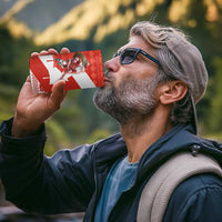 Canada Christmas 4 in 1 Can Cooler Tumbler with Santa Playing Hockey Maple Leaf Flag and Red White Knit Pattern Design - Wonder Print Shop