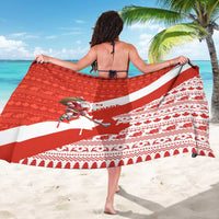 Canada Christmas Sarong with Santa Playing Hockey Maple Leaf Flag and Red White Knit Pattern Design - Wonder Print Shop