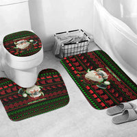 Viking Christmas Bathroom Set with Santa Warrior Axe Nordic Symbols Red Green Black Knit Pattern Design - Wonder Print Shop
