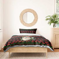 Viking Christmas Bedding Set with Santa Warrior Axe Nordic Symbols Red Green Black Knit Pattern Design - Wonder Print Shop