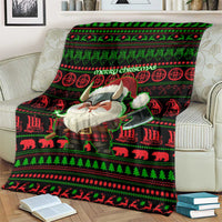 Viking Christmas Blanket with Santa Warrior Axe Nordic Symbols Red Green Black Knit Pattern Design - Wonder Print Shop
