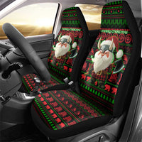 Viking Christmas Car Seat Cover with Santa Warrior Axe Nordic Symbols Red Green Black Knit Pattern Design - Wonder Print Shop