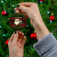 Viking Christmas Ceramic Ornament with Santa Warrior Axe Nordic Symbols Red Green Black Knit Pattern Design - Wonder Print Shop
