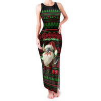 Viking Christmas Family Matching Tank Maxi Dress and Hawaiian Shirt with Santa Warrior Axe Nordic Symbols Red Green Black Knit Pattern Design - Wonder Print Shop