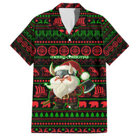 Viking Christmas Hawaiian Shirt with Santa Warrior Axe Nordic Symbols Red Green Black Knit Pattern Design - Wonder Print Shop