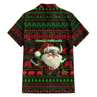 Viking Christmas Hawaiian Shirt with Santa Warrior Axe Nordic Symbols Red Green Black Knit Pattern Design - Wonder Print Shop