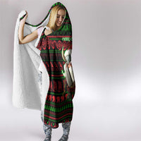 Viking Christmas Hooded Blanket with Santa Warrior Axe Nordic Symbols Red Green Black Knit Pattern Design - Wonder Print Shop