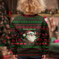 Viking Christmas Kid Ugly Christmas Sweater with Santa Warrior Axe Nordic Symbols Red Green Black Knit Pattern Design - Wonder Print Shop