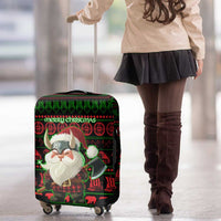 Viking Christmas Luggage Cover with Santa Warrior Axe Nordic Symbols Red Green Black Knit Pattern Design - Wonder Print Shop