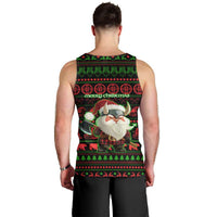 Viking Christmas Men Tank Top with Santa Warrior Axe Nordic Symbols Red Green Black Knit Pattern Design - Wonder Print Shop