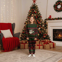 Viking Christmas Pajama Set with Santa Warrior Axe Nordic Symbols Red Green Black Knit Pattern Design - Wonder Print Shop