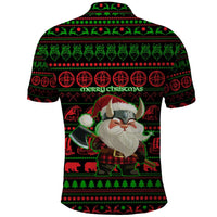 Viking Christmas Polo Shirt with Santa Warrior Axe Nordic Symbols Red Green Black Knit Pattern Design - Wonder Print Shop