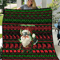 Viking Christmas Quilt with Santa Warrior Axe Nordic Symbols Red Green Black Knit Pattern Design - Wonder Print Shop