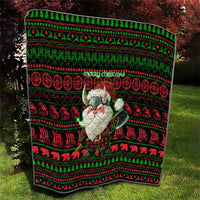 Viking Christmas Quilt with Santa Warrior Axe Nordic Symbols Red Green Black Knit Pattern Design - Wonder Print Shop