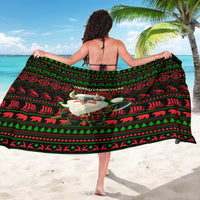 Viking Christmas Sarong with Santa Warrior Axe Nordic Symbols Red Green Black Knit Pattern Design - Wonder Print Shop
