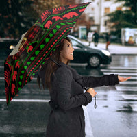 Viking Christmas Umbrella with Santa Warrior Axe Nordic Symbols Red Green Black Knit Pattern Design - Wonder Print Shop