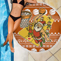 Basketball Santa Claus Christmas Beach Blanket Xmas Holiday Patterns - Wonder Print Shop