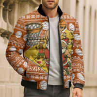 Basketball Santa Claus Christmas Bomber Puffer Jacket Xmas Holiday Patterns - Wonder Print Shop
