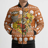 Basketball Santa Claus Christmas Bomber Puffer Jacket Xmas Holiday Patterns - Wonder Print Shop