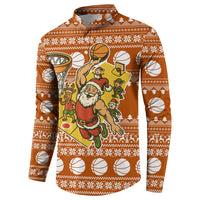 Basketball Santa Claus Christmas Button Sweatshirt Xmas Holiday Patterns - Wonder Print Shop