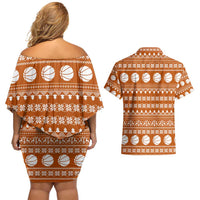 Basketball Santa Claus Christmas Couples Matching Off Shoulder Short Dress and Hawaiian Shirt Xmas Holiday Patterns - Wonder Print Shop