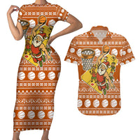 Basketball Santa Claus Christmas Couples Matching Short Sleeve Bodycon Dress and Hawaiian Shirt Xmas Holiday Patterns - Wonder Print Shop