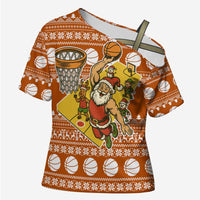 Basketball Santa Claus Christmas Cross Shoulder Shirt Xmas Holiday Patterns - Wonder Print Shop