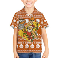 Basketball Santa Claus Christmas Family Matching Off The Shoulder Long Sleeve Dress and Hawaiian Shirt Xmas Holiday Patterns - Wonder Print Shop