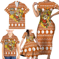 Basketball Santa Claus Christmas Family Matching Short Sleeve Bodycon Dress and Hawaiian Shirt Xmas Holiday Patterns - Wonder Print Shop