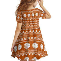 Basketball Santa Claus Christmas Kid Short Sleeve Dress Xmas Holiday Patterns - Wonder Print Shop