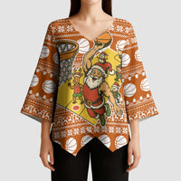 Basketball Santa Claus Christmas Kimono Sleeve Blouse Xmas Holiday Patterns - Wonder Print Shop