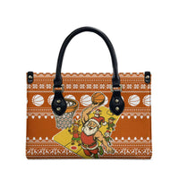 Basketball Santa Claus Christmas Leather Bag Xmas Holiday Patterns - Wonder Print Shop