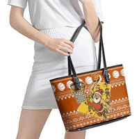 Basketball Santa Claus Christmas Leather Tote Bag Xmas Holiday Patterns - Wonder Print Shop