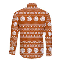 Basketball Santa Claus Christmas Long Sleeve Button Shirt Xmas Holiday Patterns - Wonder Print Shop