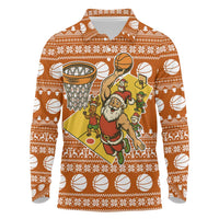 Basketball Santa Claus Christmas Long Sleeve Polo Shirt Xmas Holiday Patterns - Wonder Print Shop