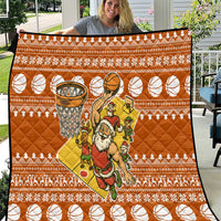 Basketball Santa Claus Christmas Quilt Xmas Holiday Patterns - Wonder Print Shop