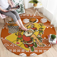 Basketball Santa Claus Christmas Round Carpet Xmas Holiday Patterns - Wonder Print Shop