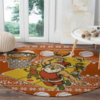 Basketball Santa Claus Christmas Round Carpet Xmas Holiday Patterns - Wonder Print Shop