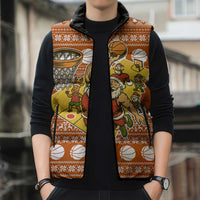 Basketball Santa Claus Christmas Sleeveless Puffer Jacket Xmas Holiday Patterns - Wonder Print Shop