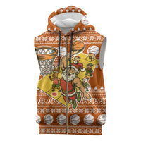 Basketball Santa Claus Christmas Sleeveless Zip Hoodie Xmas Holiday Patterns - Wonder Print Shop