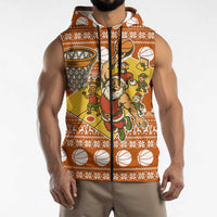 Basketball Santa Claus Christmas Sleeveless Zip Hoodie Xmas Holiday Patterns - Wonder Print Shop