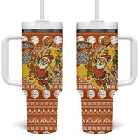 Basketball Santa Claus Christmas Tumbler With Handle Xmas Holiday Patterns - Wonder Print Shop