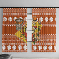 Basketball Santa Claus Christmas Window Curtain Xmas Holiday Patterns - Wonder Print Shop