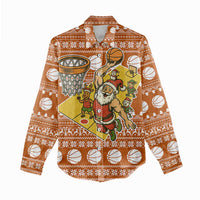 Basketball Santa Claus Christmas Women Casual Shirt Xmas Holiday Patterns - Wonder Print Shop
