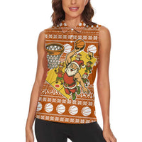 Basketball Santa Claus Christmas Women Sleeveless Polo Shirt Xmas Holiday Patterns - Wonder Print Shop
